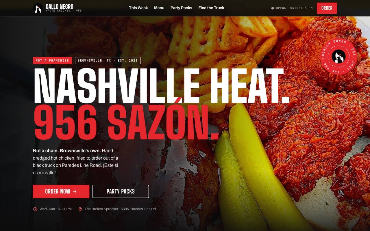 Gallo Negro Haute Chicken desktop sample site