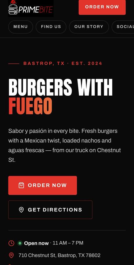 Prime Bite mobile concept site