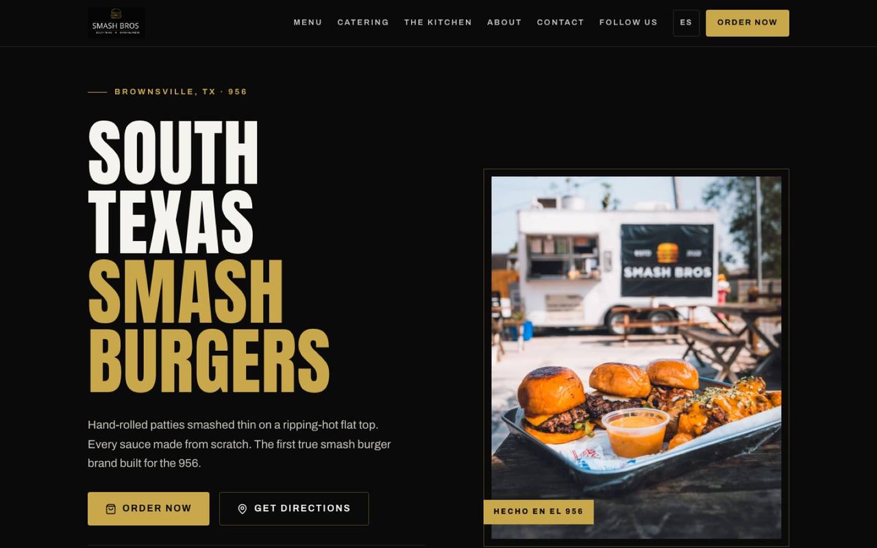 Smash Bros 956 website homepage on desktop